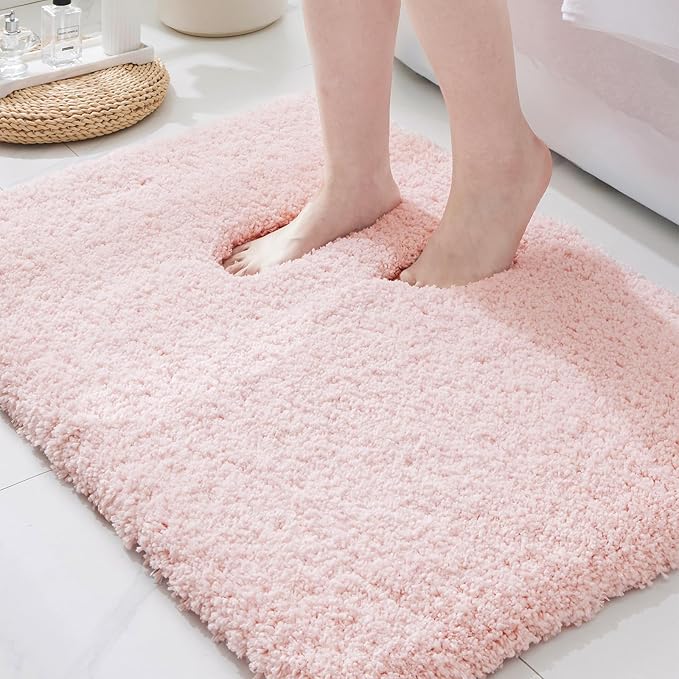 Pink Bathroom Rugs 48" × 24" Non Slip & Super Absorbent Extra Thick Soft