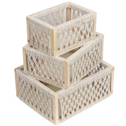 Macrame Baskets for Storage Set of 3, White Decorative Storage Bin for Living Room