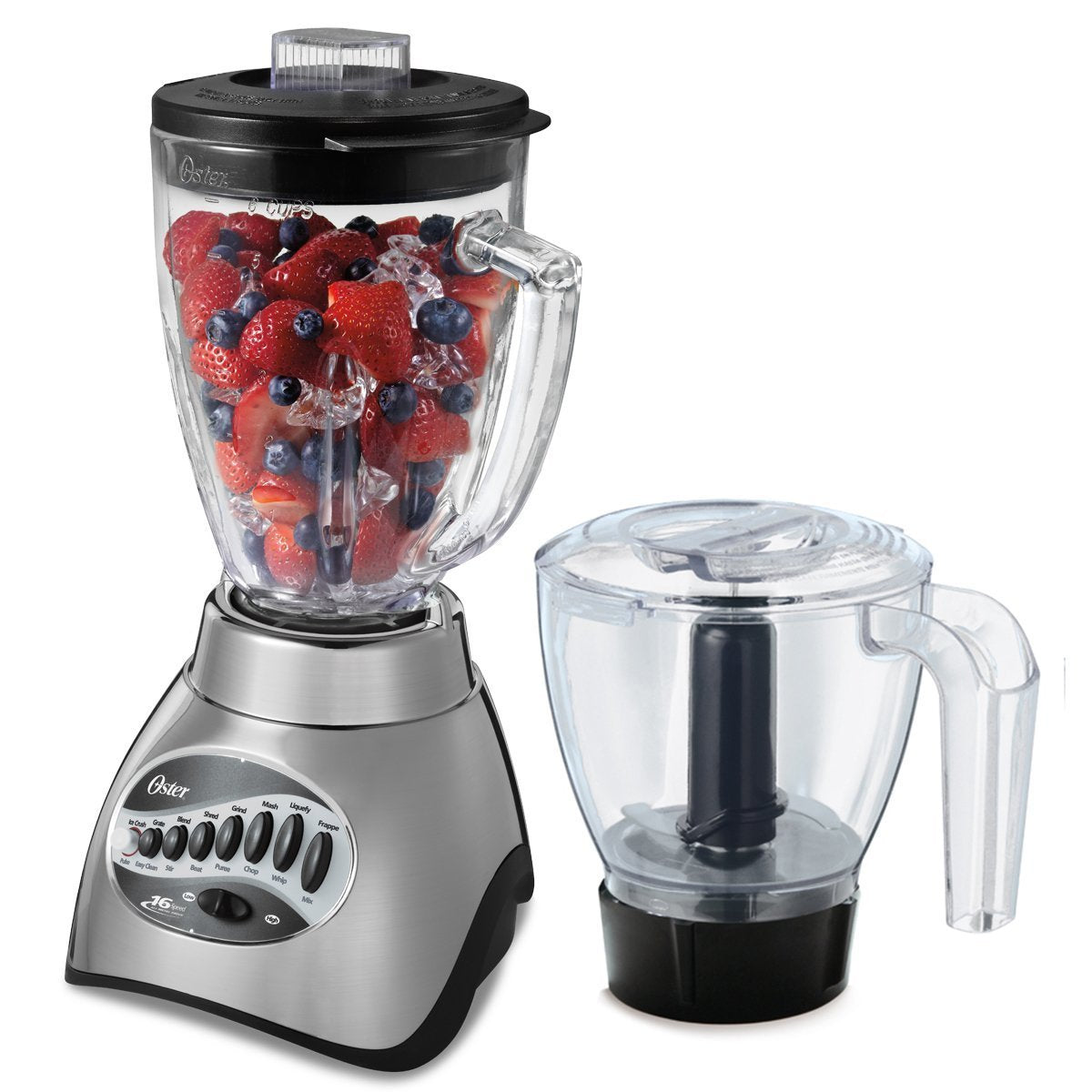 Classic Series 16 Speed Blender with Food Chopper and Glass Jar Brushed Nickel