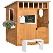 Wooden Playhouse for Kids Outdoor with Working Door