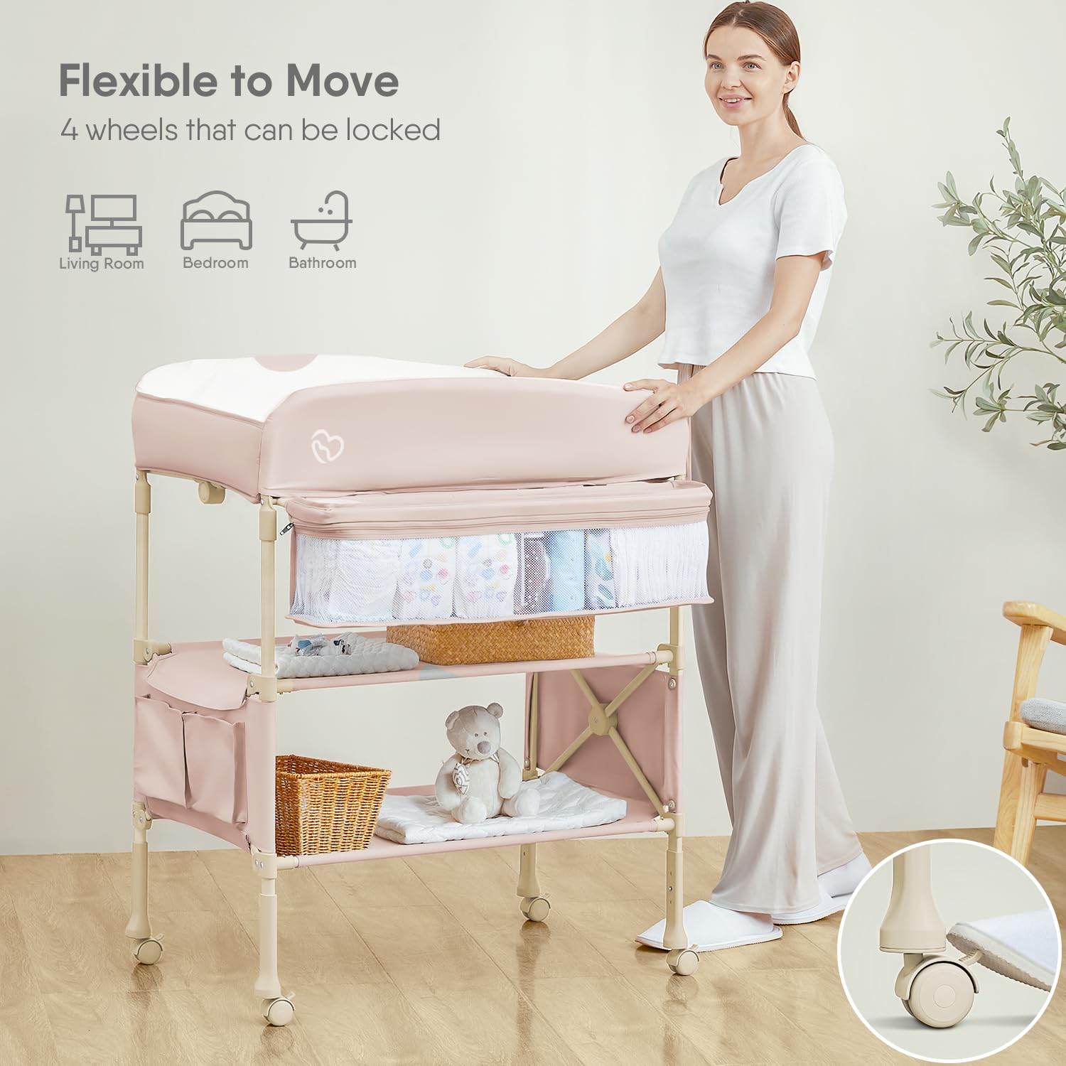Portable Baby Changing Table w/ 1pc Diaper Changing Pad