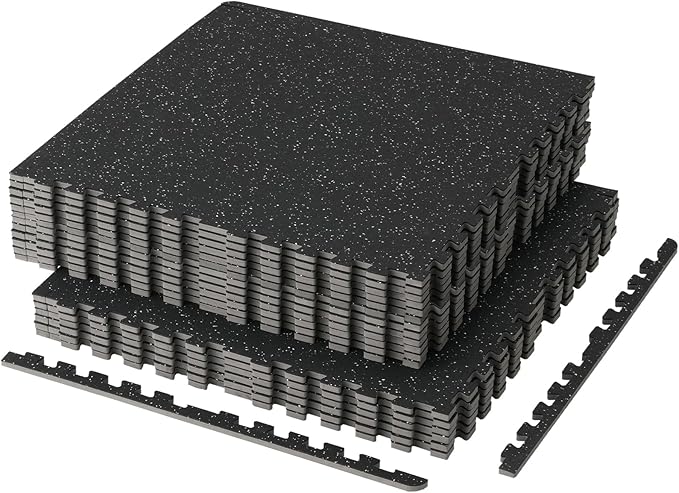 0.56 Inch Thick Gym Flooring for Home Gym, 12 Tiles Exercise Equipment Mats