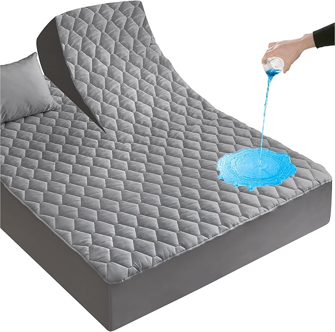 Split Top King Mattress Protector for Adjustable Bed, Soft Breathable Waterproof Mattress