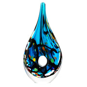 Blown Abstract Hollow Blue Tear Drop Sommerso Art Glass Sculpture