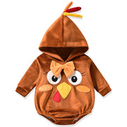 6-12 Months Baby Boys Thanksgiving Outfit Infant Girls Turkey Hooded Romper