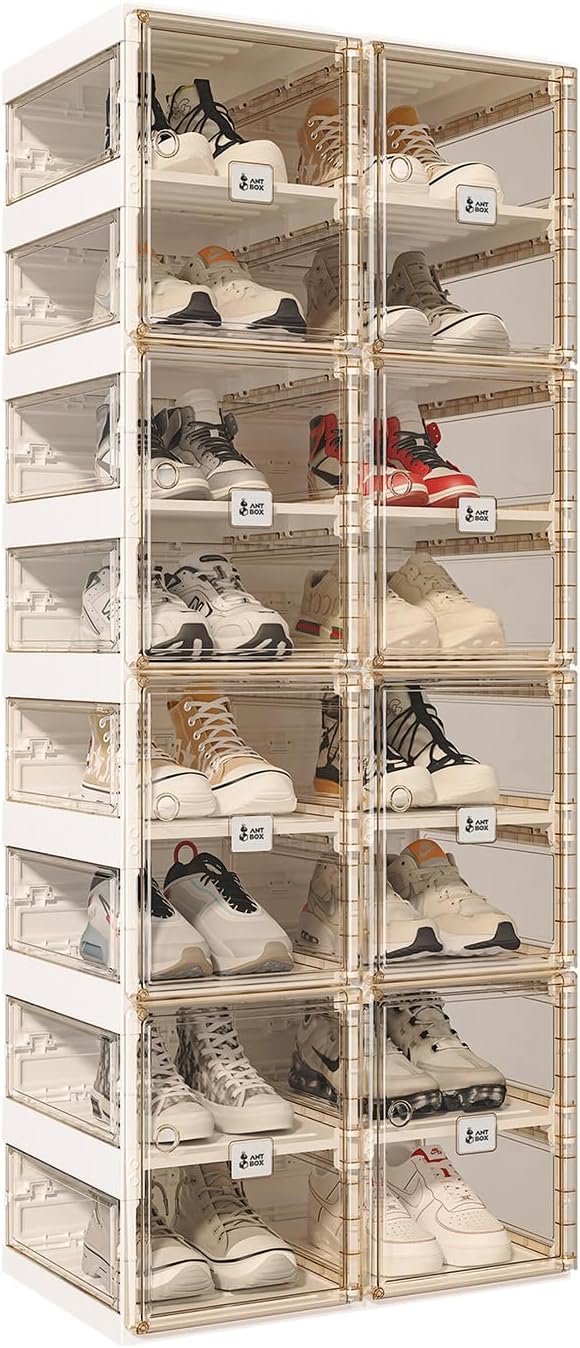 Foldable Shoe Rack,Shoe Organizers for Closet Plastic Shoe Storage Box for Entryway