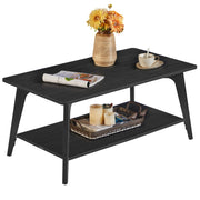 Coffee Table, 2-Tier Living Room Table with Storage, Center Table with Rounded Corners