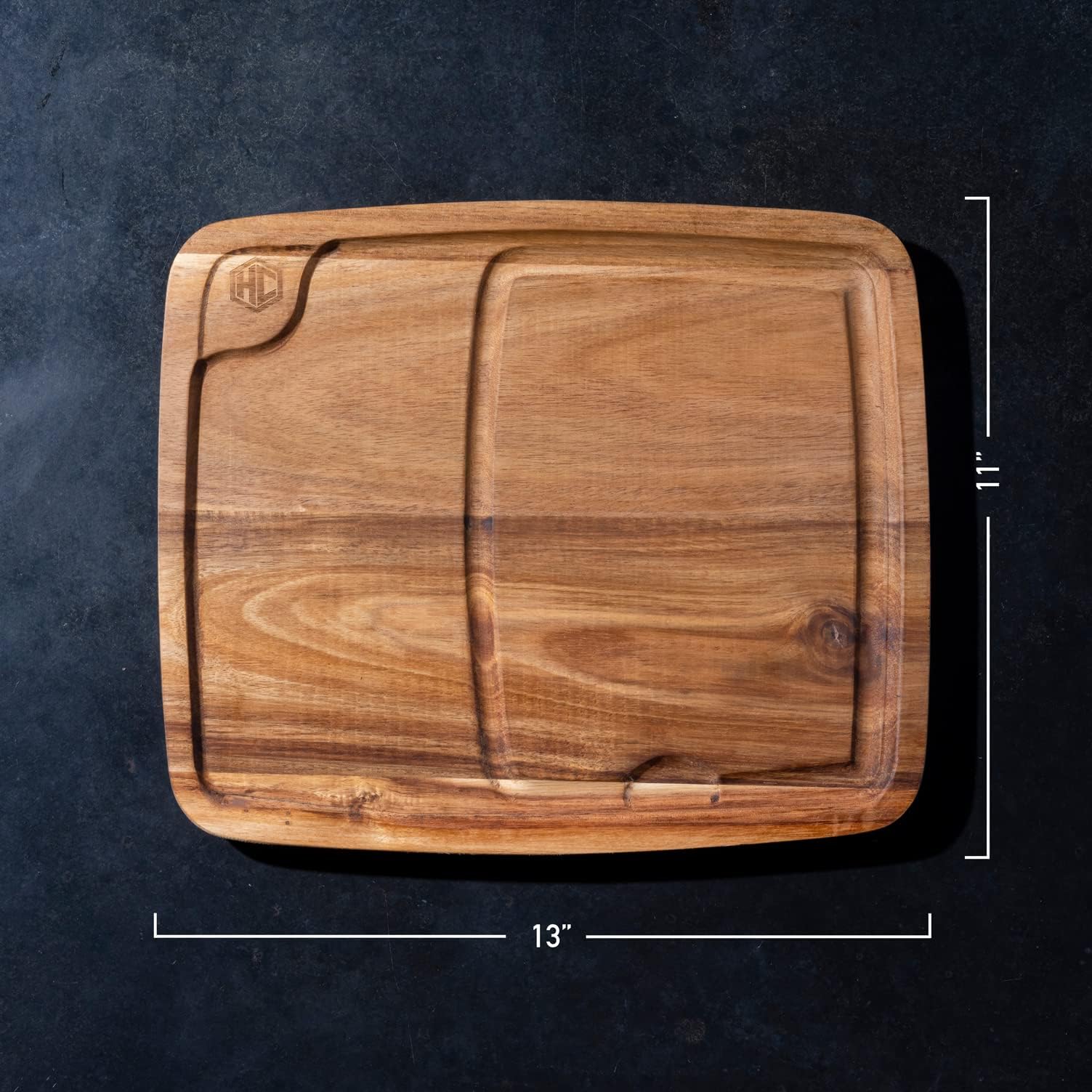 4-Piece Bistecca Wooden Steak Plate Set with Juice Channel for Meats