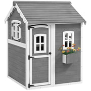 Playhouse for Kids, Outdoor Wooden Playhouse with Floor, Door