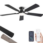 52 Inch Ceiling Fan with Light, App&Remote Control, Flush Mount Low Profile, Dimmable