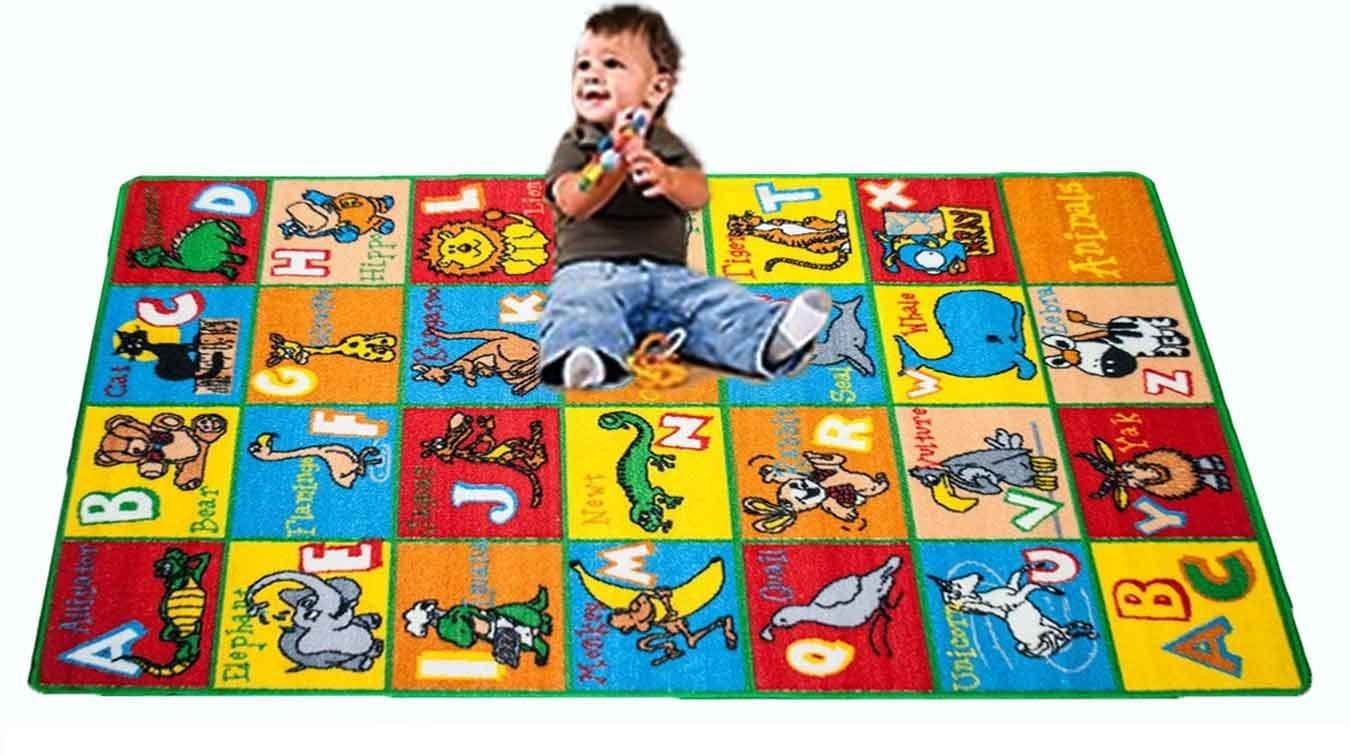 Kids Rug Alphabet Animals Area Rug 3' x 5' Children Area Rug for Playroom & Nursery