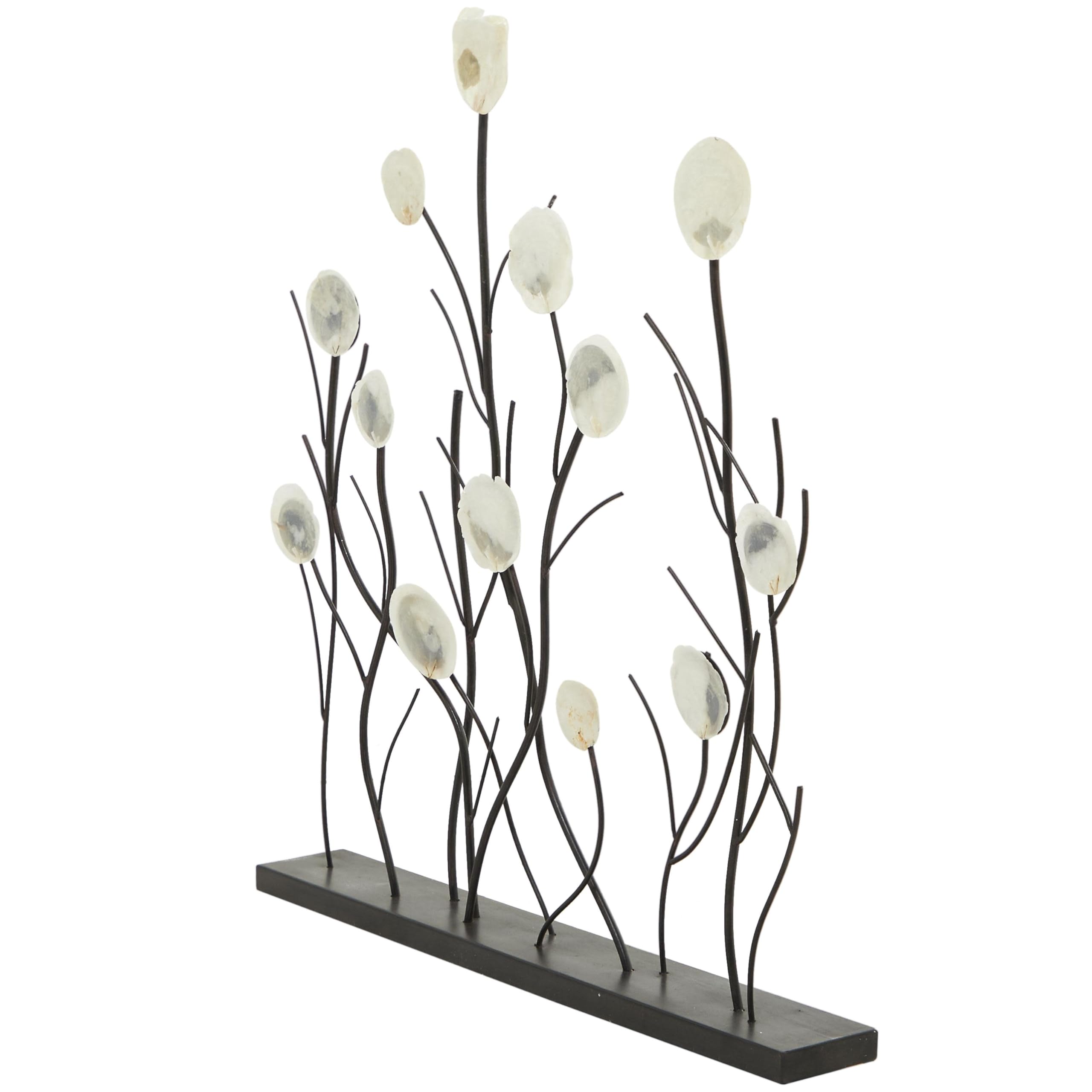 Floral Decorative Sculpture Home Decor Statue with Capiz Embellishments