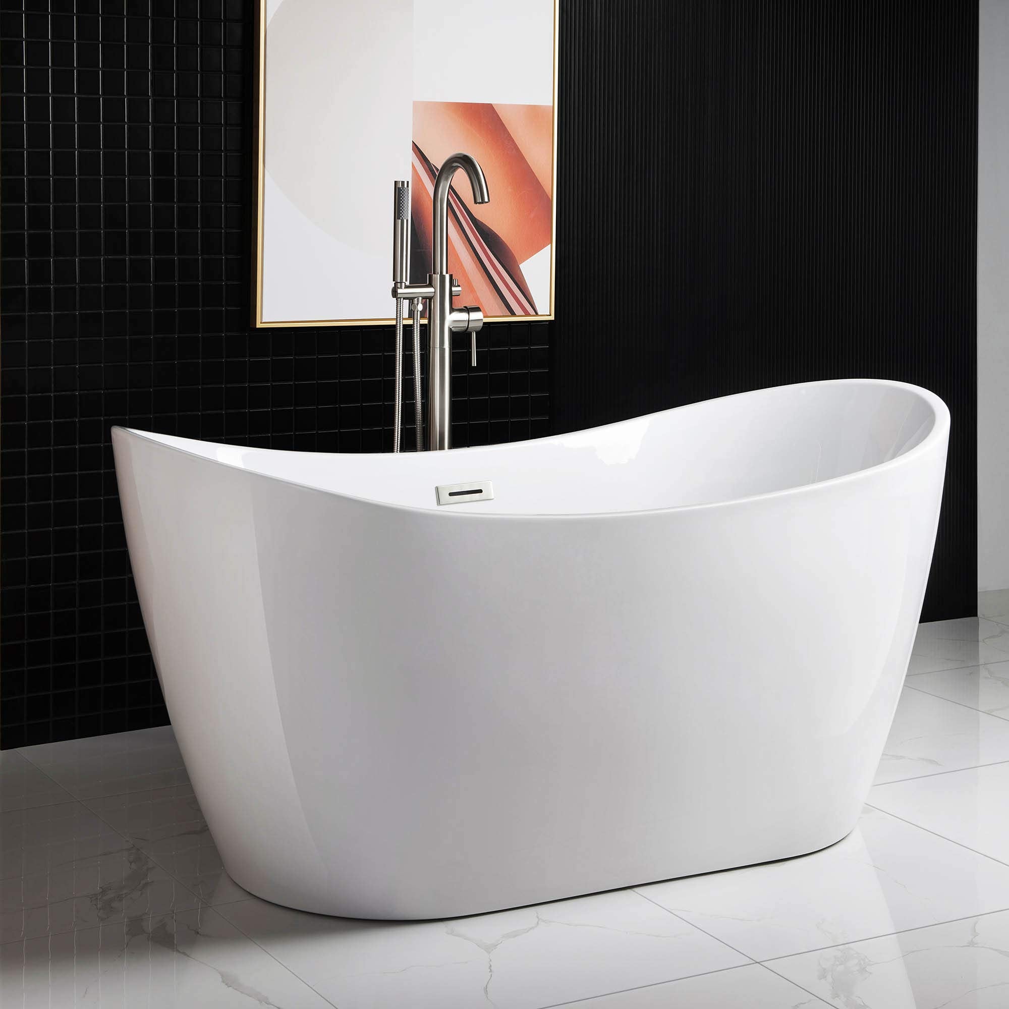 59" Acrylic Freestanding Bathtub Contemporary Soaking Tub