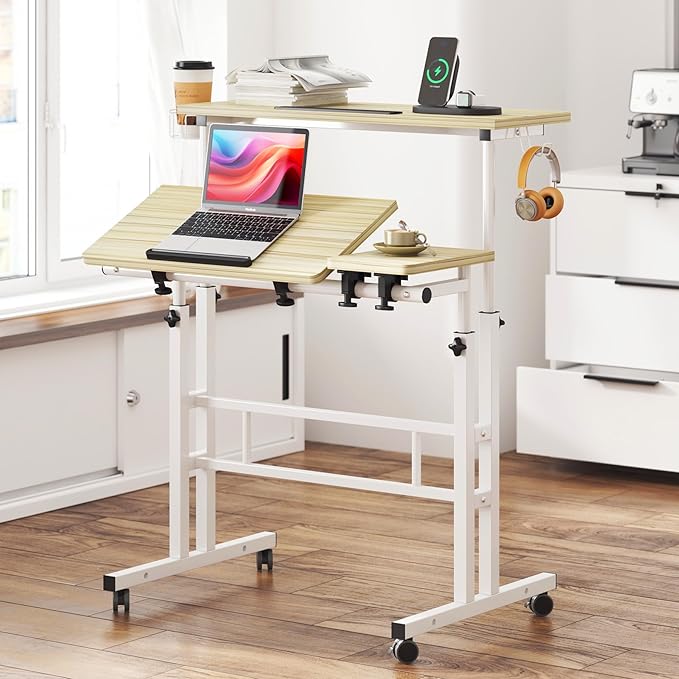Adjustable Height Stand Up Desk with Cup Holder