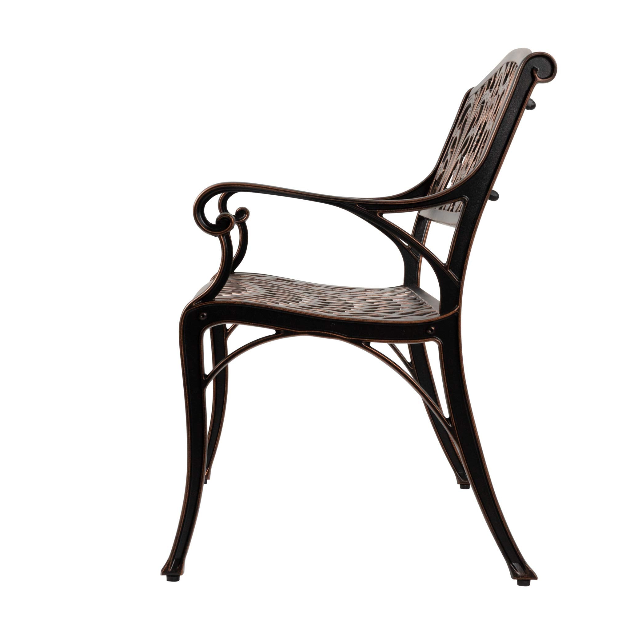 Patio Sense 63284 Decatur Cast Aluminum Patio Bench Heavy Duty Rust Free Metal
