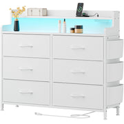 Dresser for Bedroom 6 Drawers - Fabric Dressers for Bedroom with LED Light