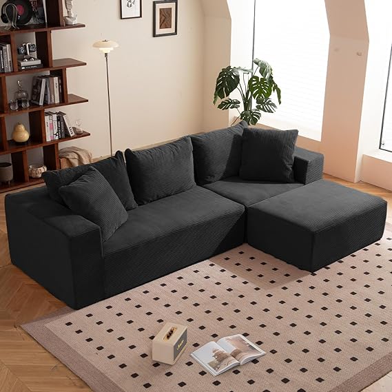 Modular Sectional Sofa, 108" L-Shaped Boneless Couch with Deep Seat
