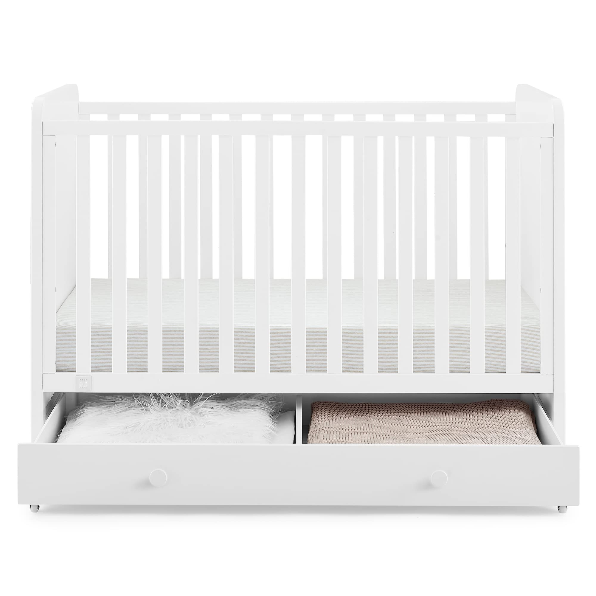 4-in-1 Convertible Crib with Storage Drawer - Greenguard Gold Certified, Bianca White