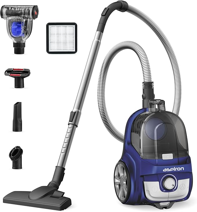 Canister Vacuum Cleaner, 24Kpa Bagless Vacuum Cleaners, 3.7QT Large Dust Cup