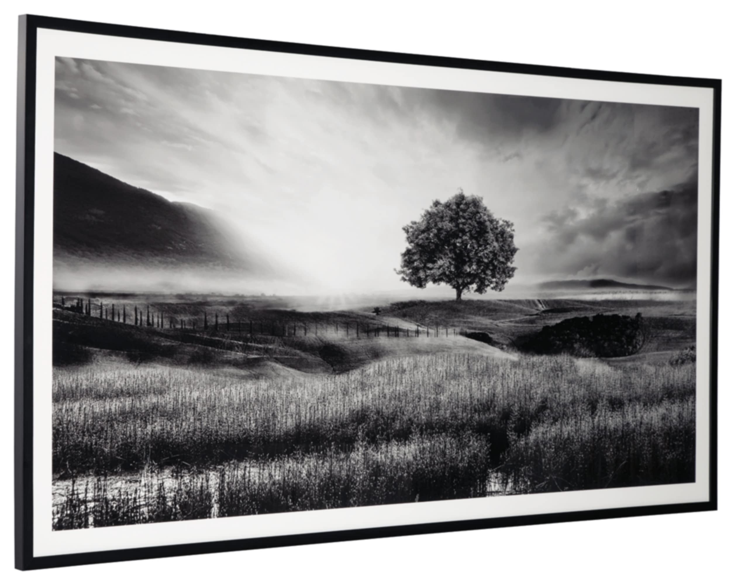 Deborland Modern Framed Pasture Print Wall Art 87 x 46 Inches, Black & White