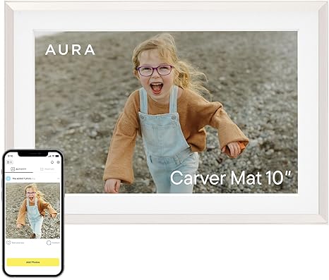 Carver HD WiFi Digital Picture Frame, 10.1”, Add Photos with Aura App