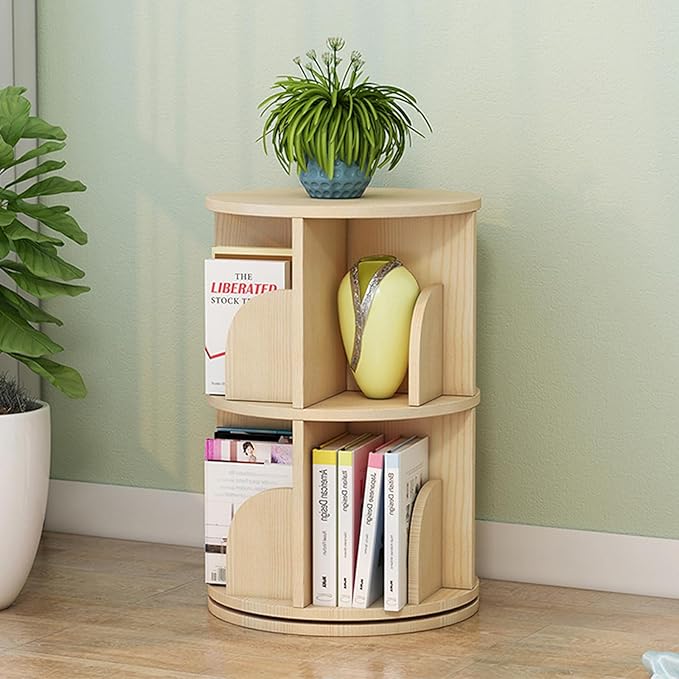 Bookshelf Tower,Rotating Bookshelf for Kids&Adults,3 Tier Rotating Stackable Shelves