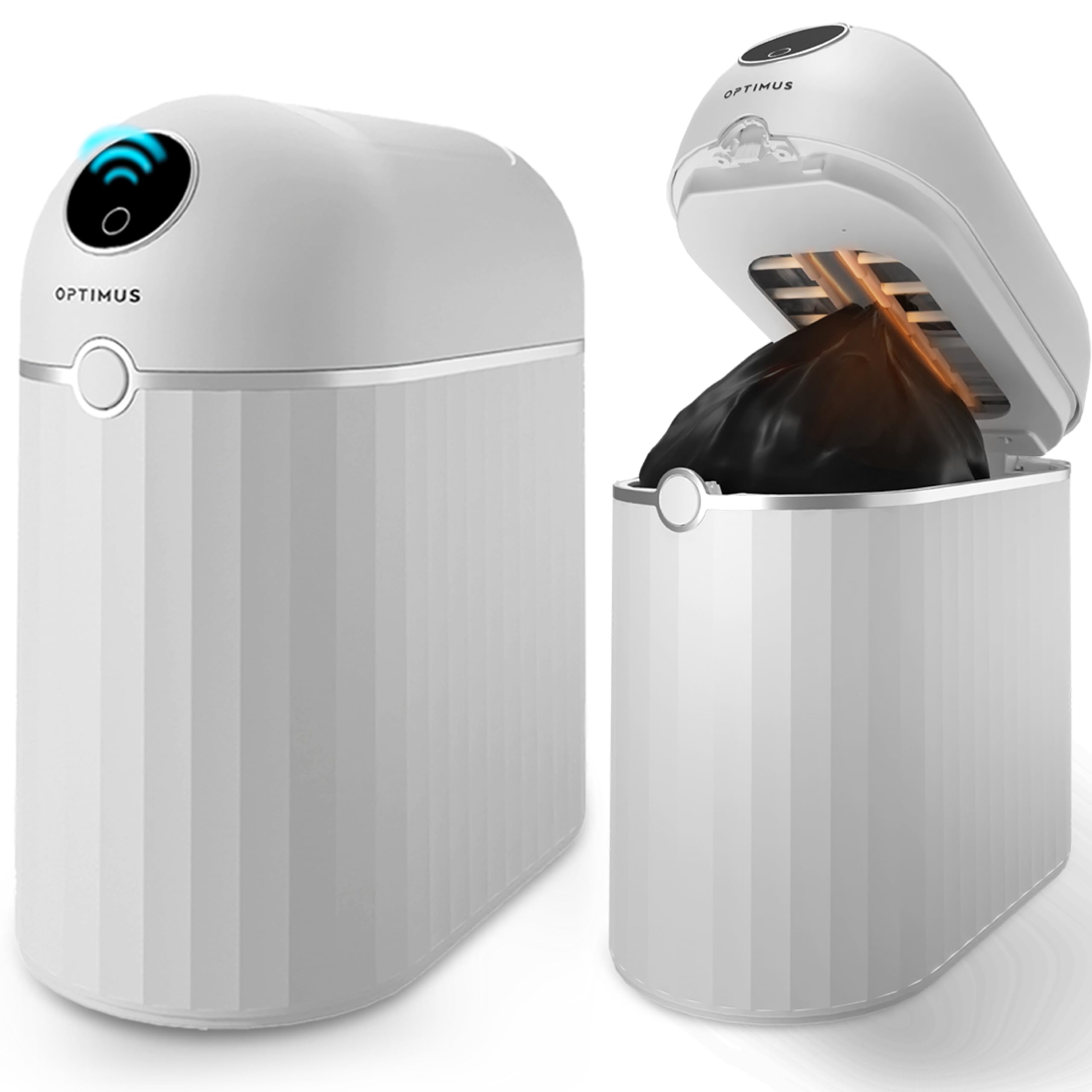 OPTIMUS TECHNOLOGY Automatic Self Sealing Trash Can Smart Trash Can Motion Sensor Touchless Garbage Bin Kitchen Bathroom Office 1 Refill Bag Rings Neos