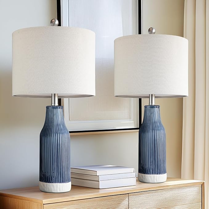 inches Modern Ceramic Table Lamp Set of 2 for Living Room, Farmhouse