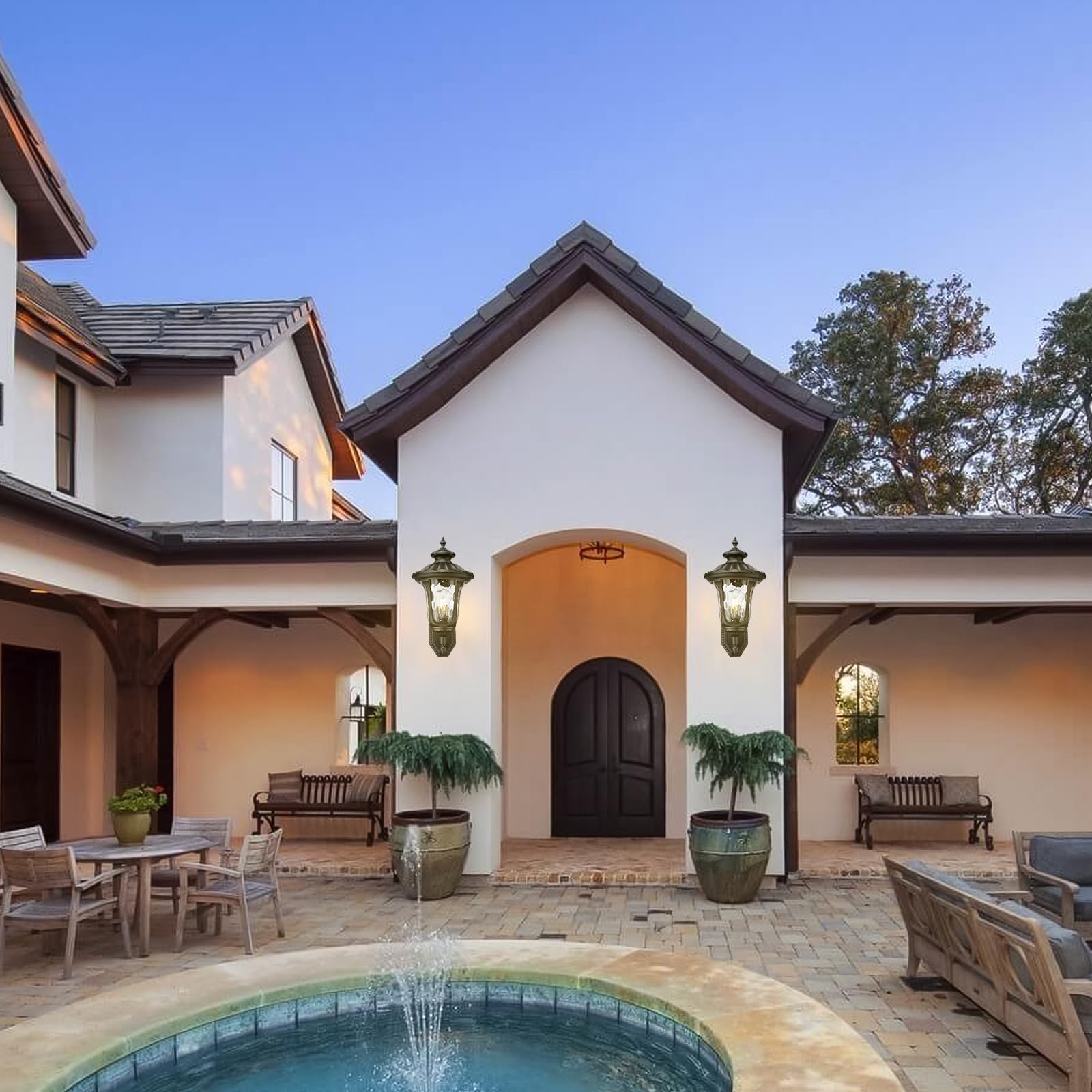 Outdoor Light Fixtures Wall Mount, Waterproof Exterior Wall Lanterns with Glass