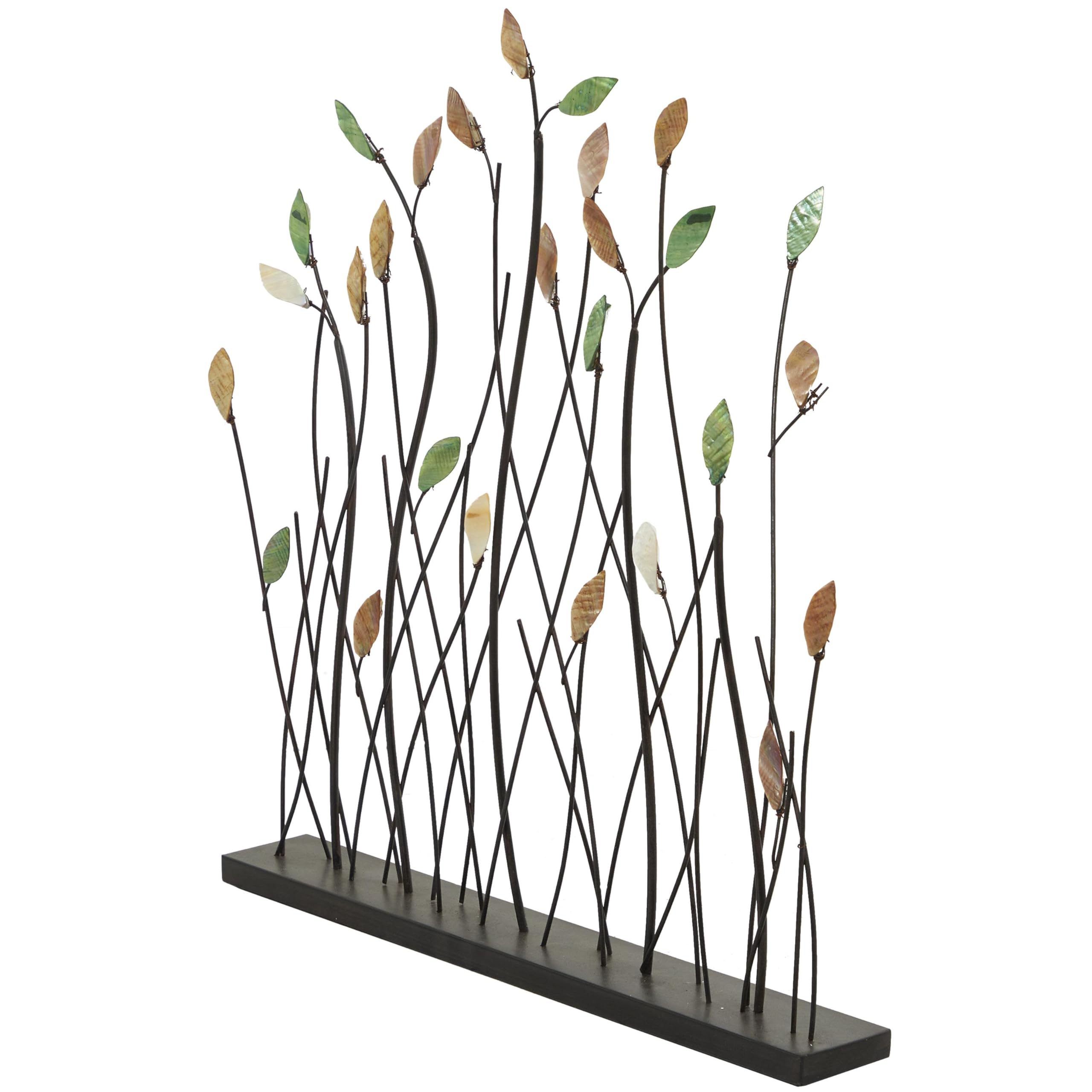 Metal Leaf Decorative Sculpture Home Decor Statue with Black Base