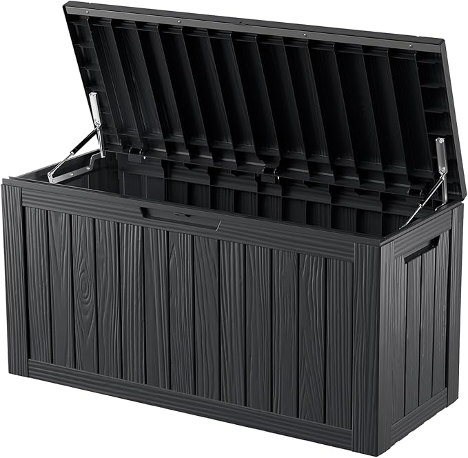 260 Gallon Double-Wall Resin Deck Box - Lockable Waterproof Outdoor Storage Box