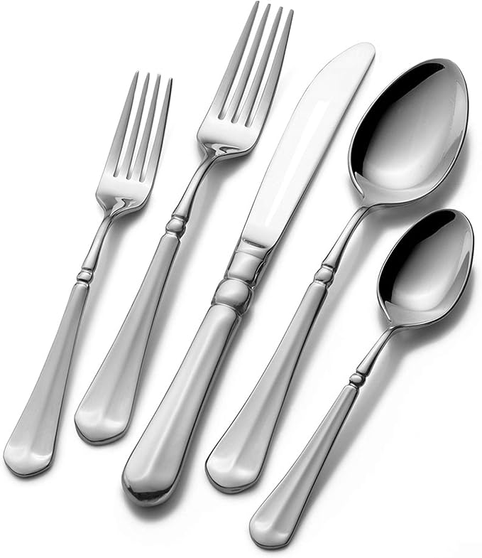 Kyler Flatware Service for 12, 65 Piece Set, 18/10 Stainless Steel, Silverware Set