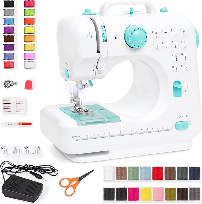 Compact Sewing Machine, 42-Piece Beginners Kit, Multifunctional Portable 6V Beginner