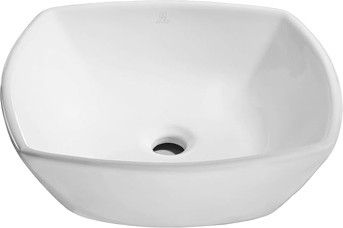 Deux Polished White Ceramic Rectangular Vessel Sink for Bathroom | Overflow Bulit