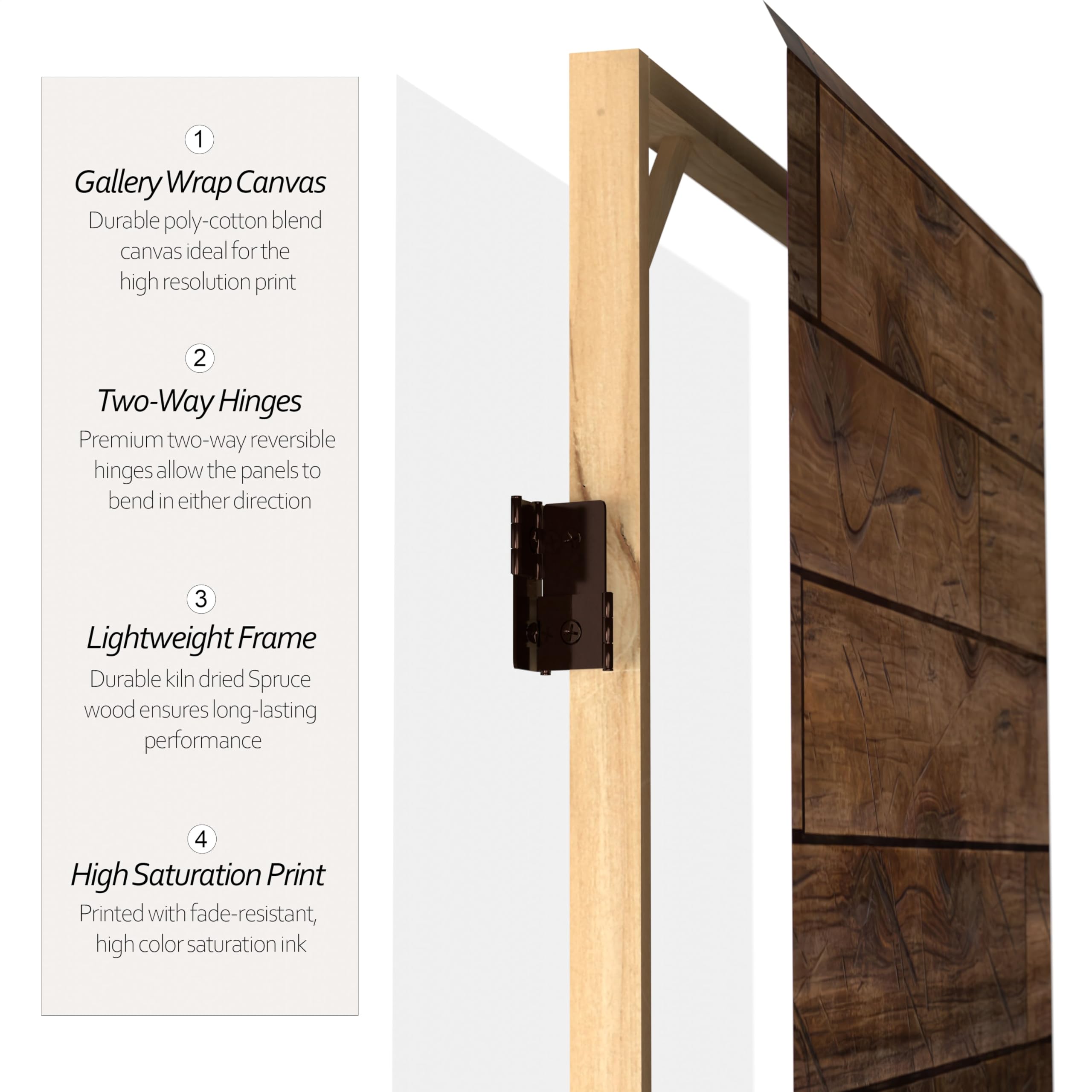 Red Lantern 6 ft. Tall Double Sided Walnut Wood Pattern Canvas Room Divider