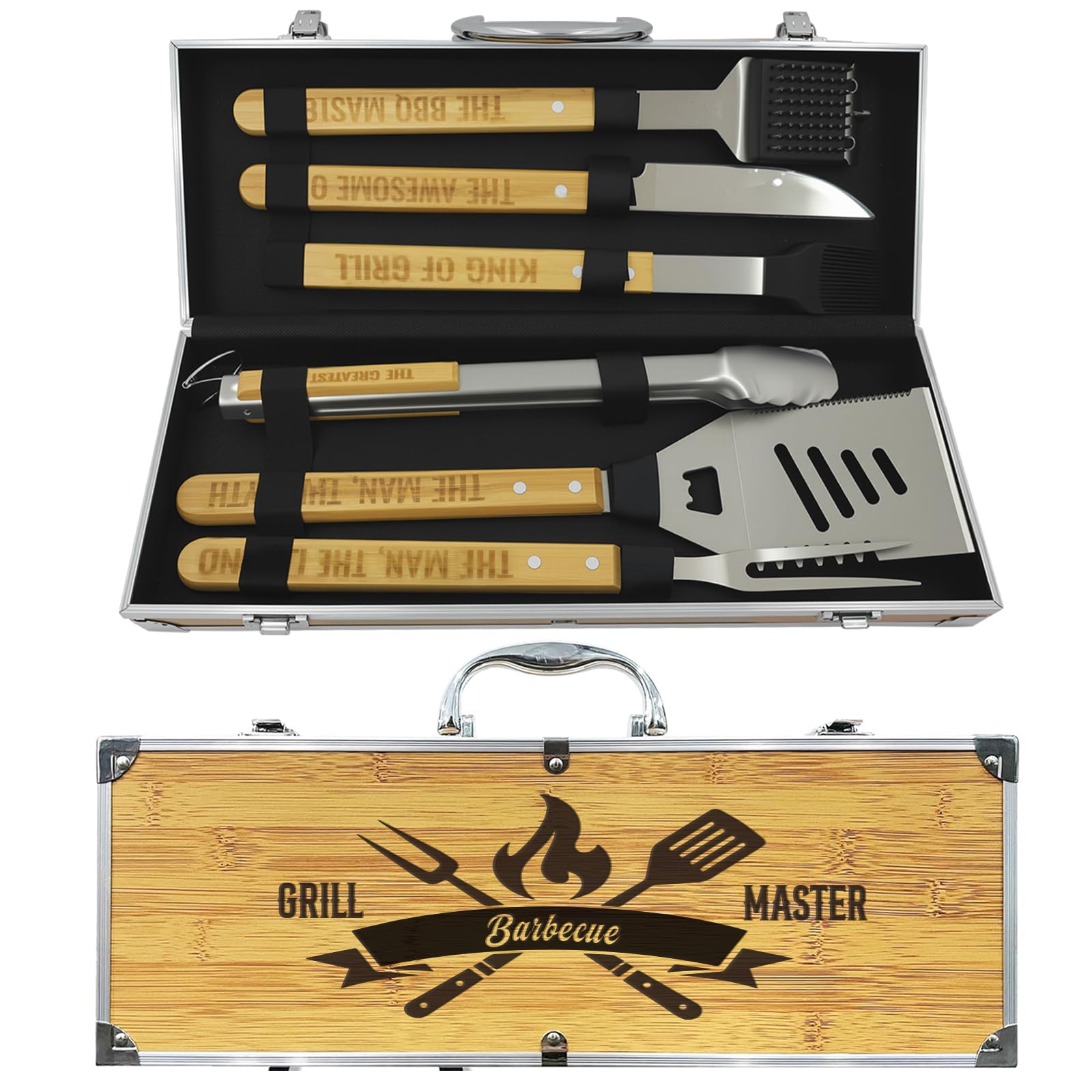 Grilling Accessories Kit for Outdoor BBQ,Heavy Duty Grilling Tools Wooden