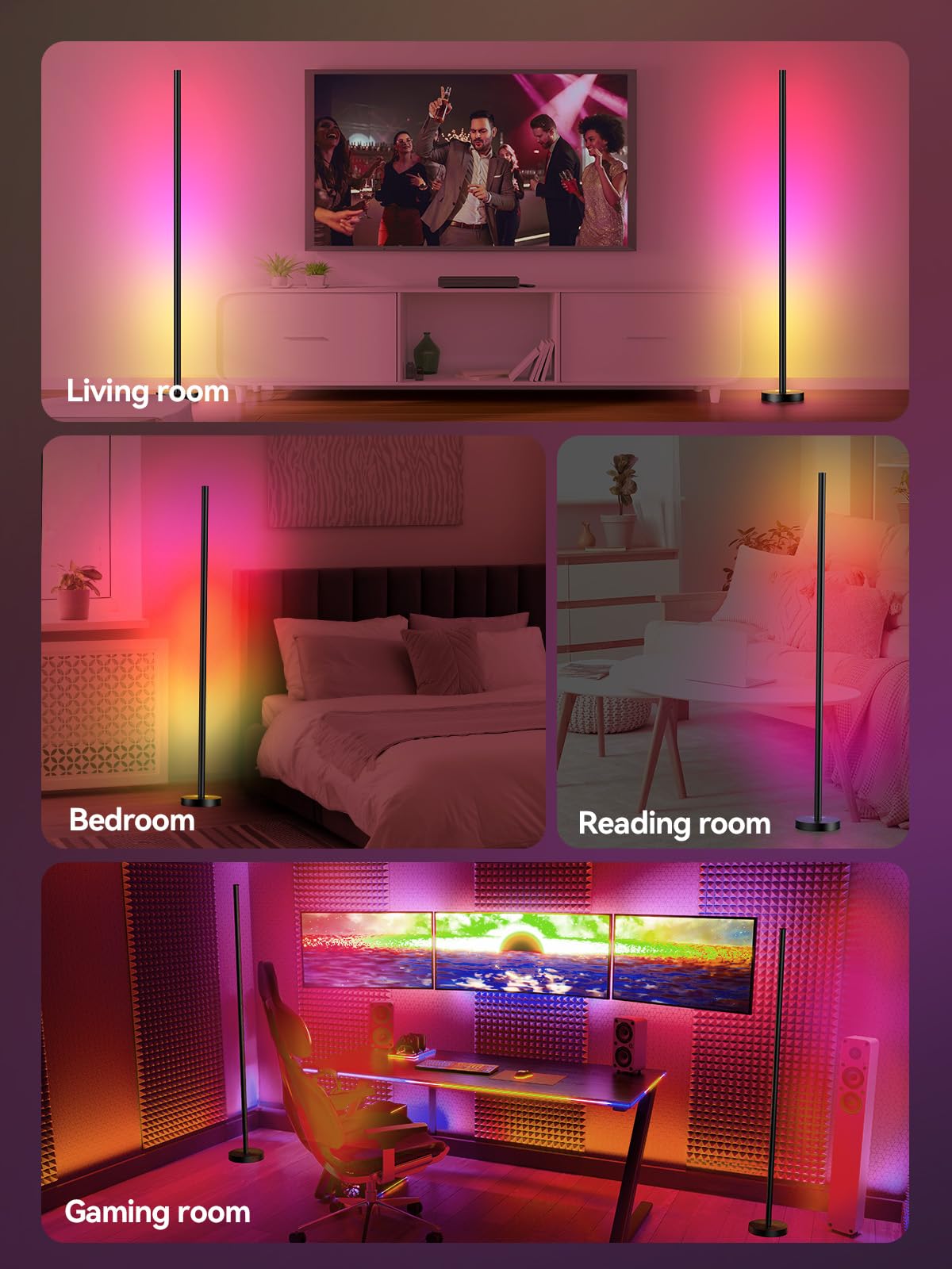 Smart RGBICW LED Corner Floor Lamp - 16 Million DIY Colors