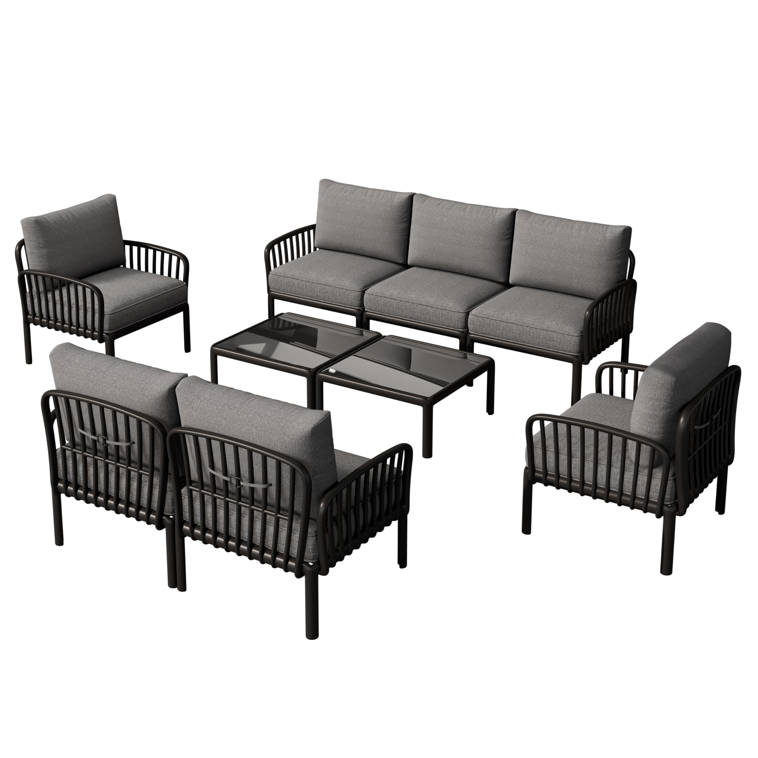 Landon 5 Pieces Patio Conversation Set, 3 Seater Sofa with Coffee Table
