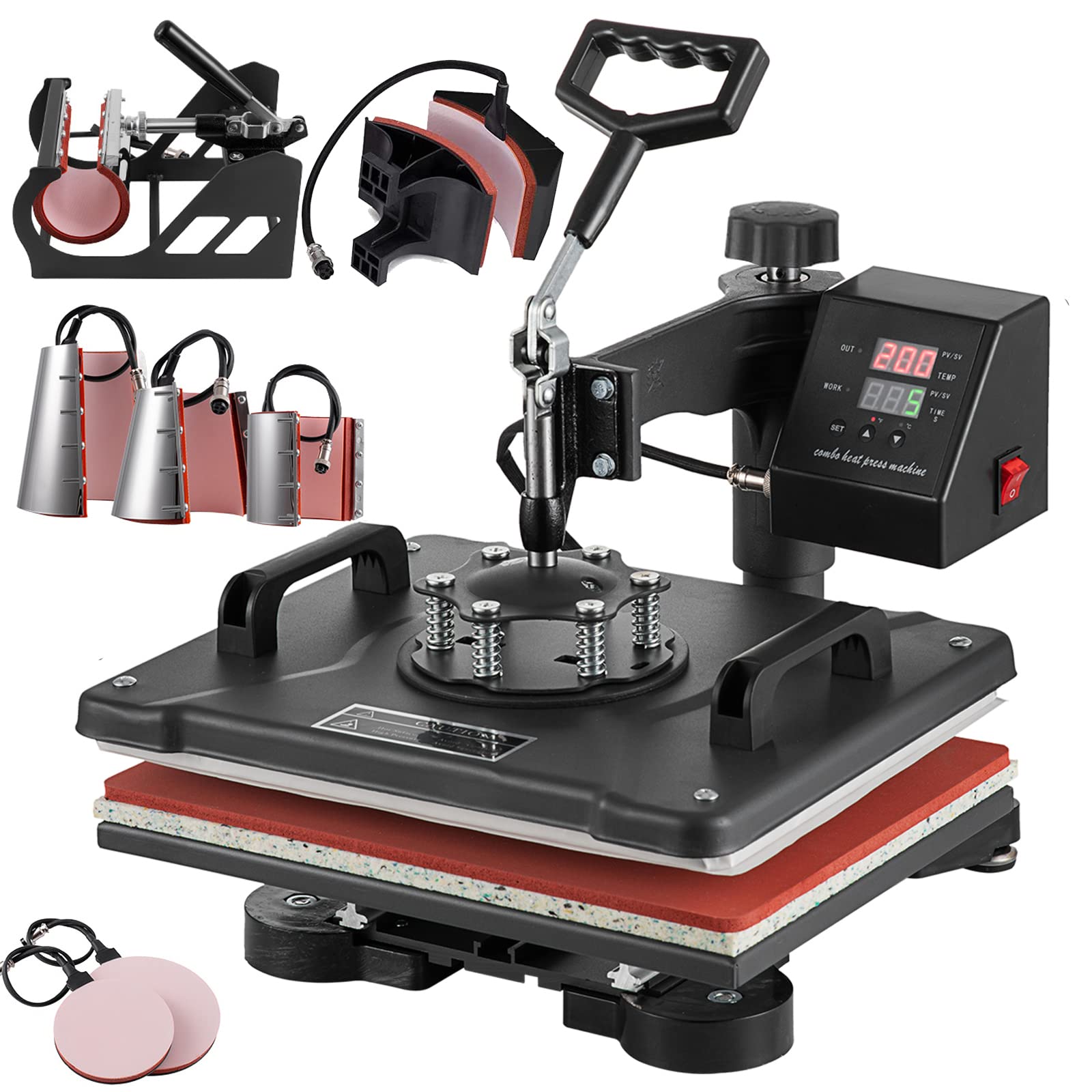 8 in 1 Heat Press Machine 12x15 inch, Combo Swing Away T Shirt Pressing Machine