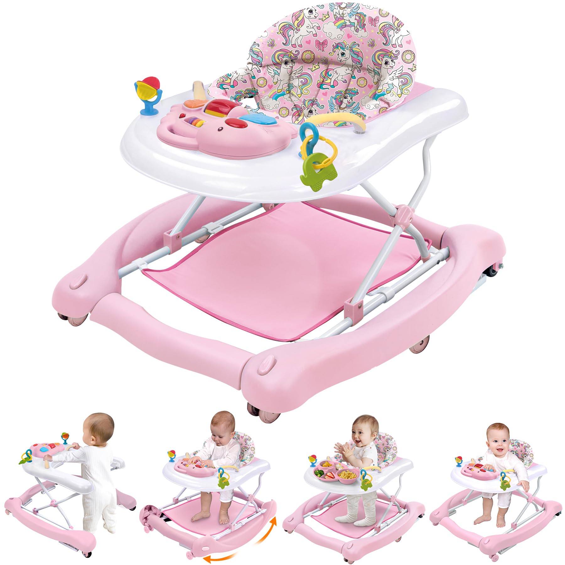 Foldable Baby 5-in-1 Activity Walker - Rocker, Activity Center, Bouncer, Seat Walker