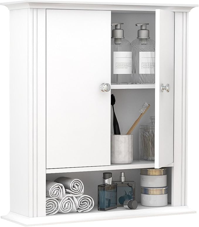 Wall Mounted Bathroom, Medicine Cabinet with 2 Doors