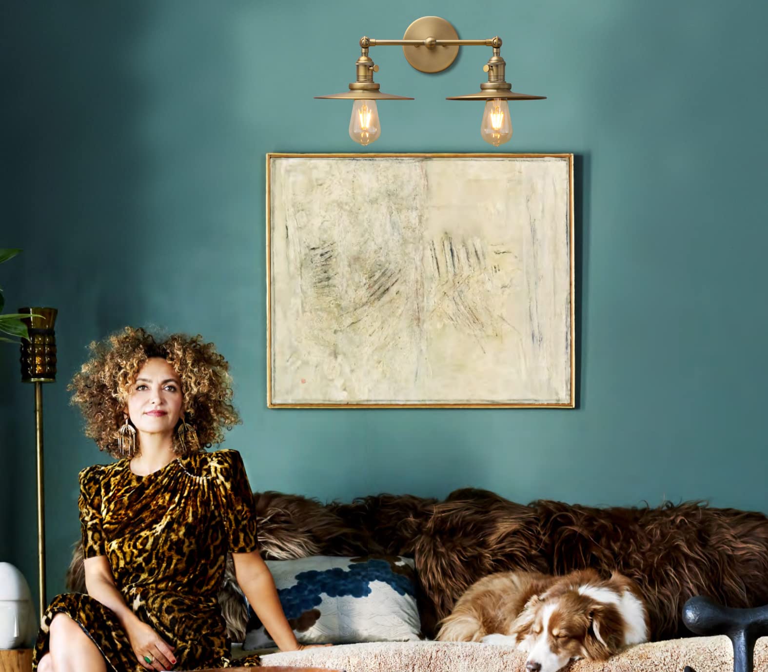 2 Lights Wall Sconce Antique Finished Bathroom Vanity Light with Switch and Dual