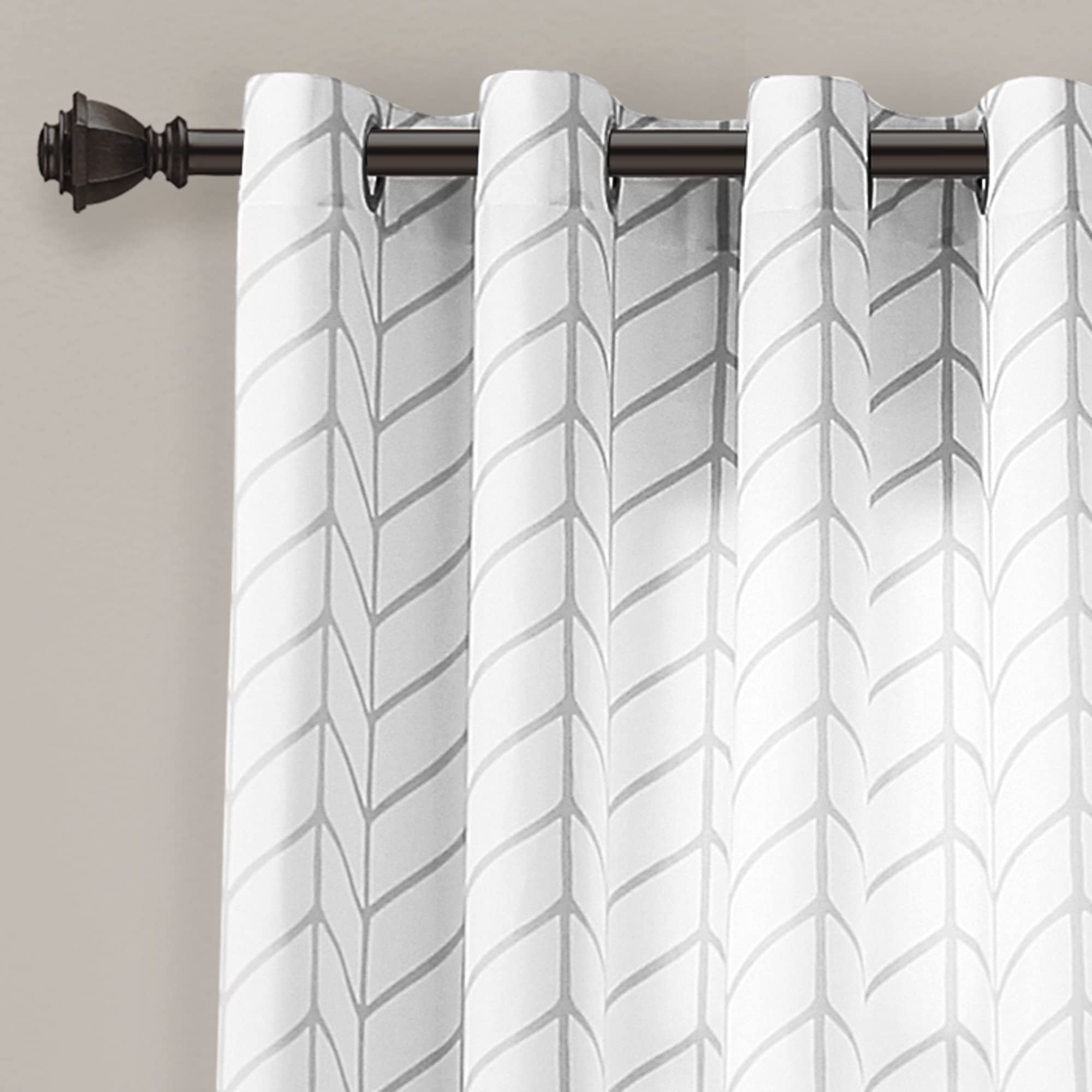 Calia Chevron Geo Window Curtain Panel Pair, 84" L x 52" W, Gray