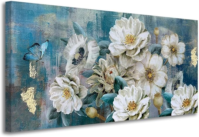 Tree Wall Art Teal Blue Nature Tree of Life Abstract Canvas Painting Textured Picture