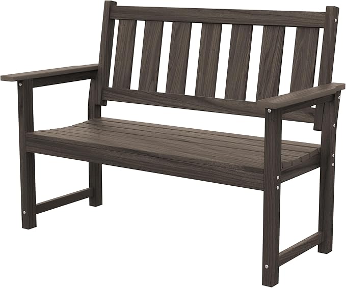 HDPE Memorial Bench – 50'' Weatherproof Durable Outdoor Bench, 2-Person Park Bench