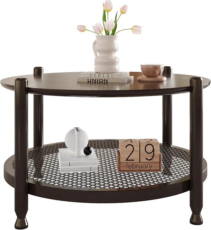 Glass Coffee Table, 2-Tier Modern Sleek Table for Living Room