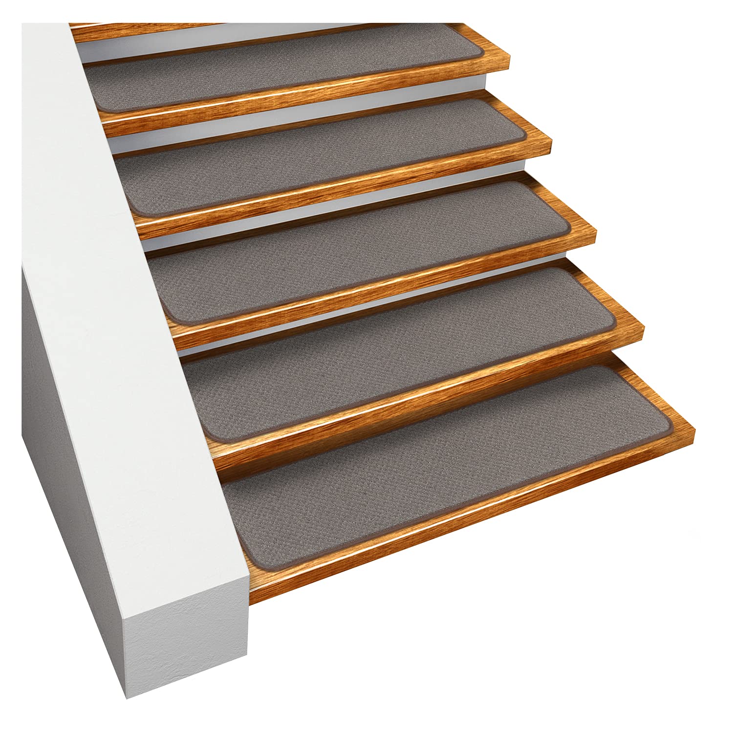 Set of 15 Skid-Resistant Carpet Stair Treads - Gray - 9 Inches X 36 Inches