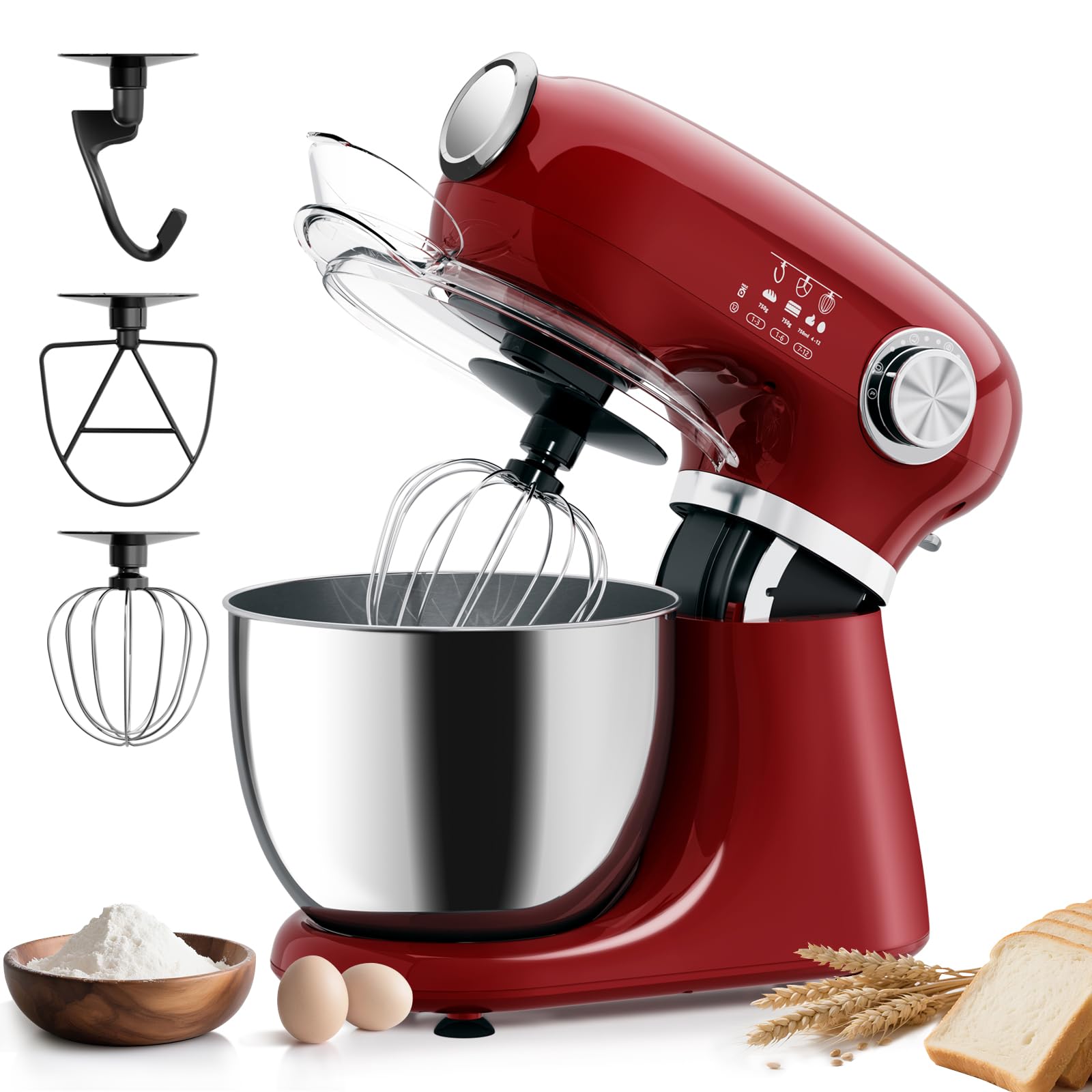 Stand Mixer,12 Speed Tilt-Head Electric Mixer With 5.3 Quart Stainless Steel Mixing Bowl