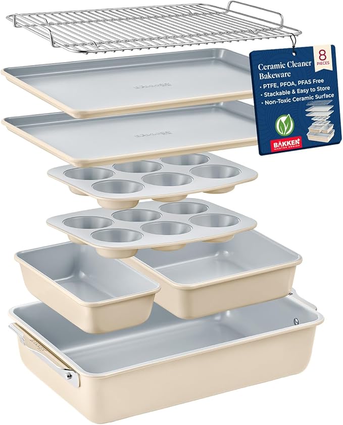 8-Piece Stackable Bakeware Set – Ceramic Non-Stick