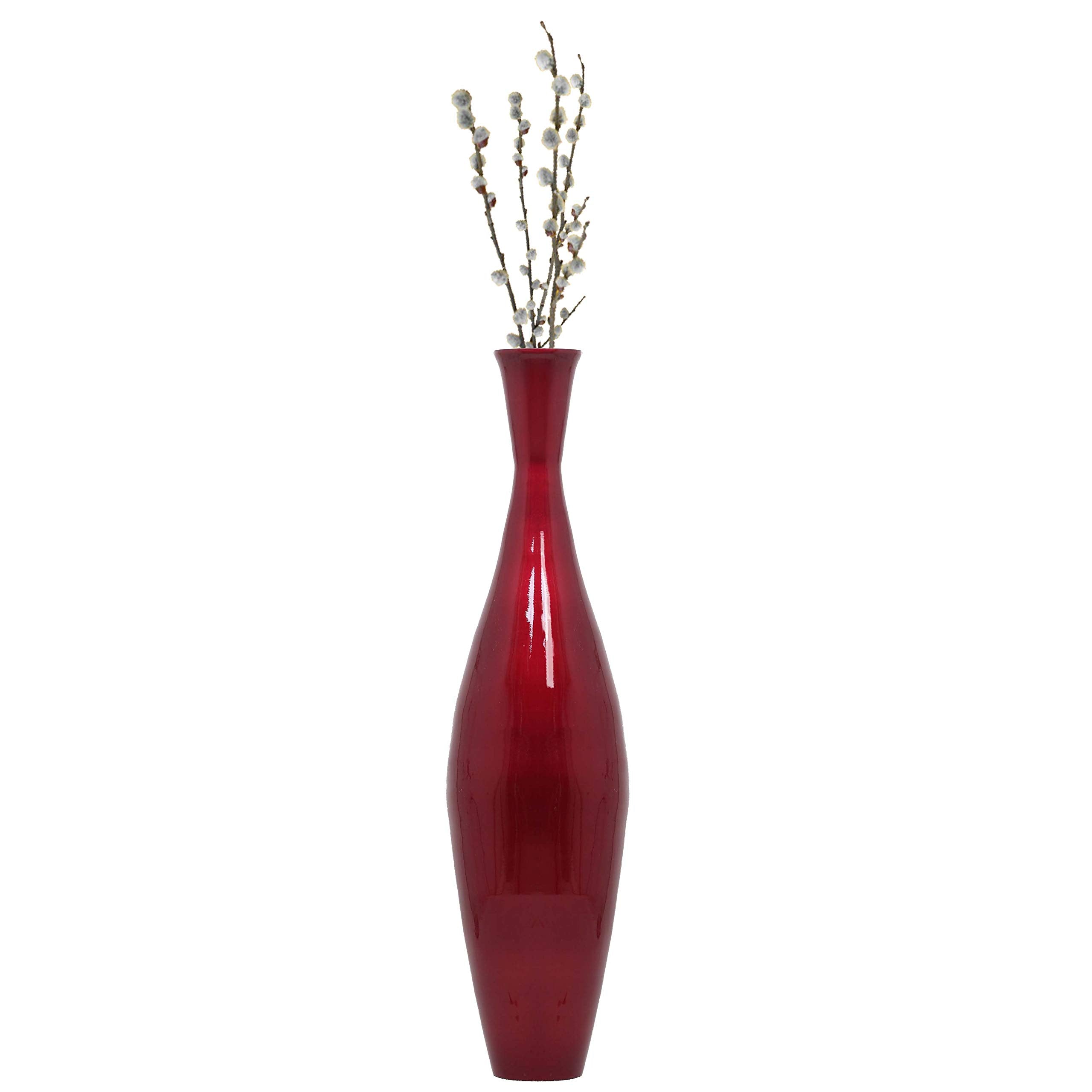 Tall 43"" Inch Modern Bamboo Narrow Trumpet Floor Vase (Red) (QI003889.RD)
